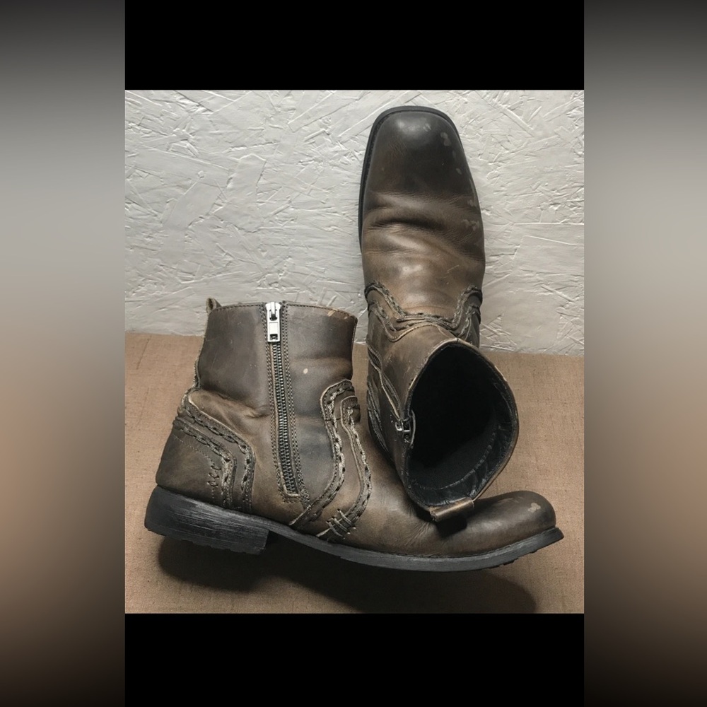 *See Description Bed Stu Men's Ankle Boots Brown Leather Size Zip Size 9.5